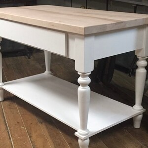 Farmhouse Country White Kitchen Island With A Solid Maple Top - Etsy