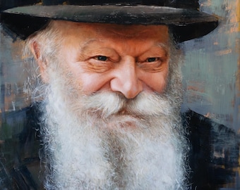 Giclée z uśmiechniętym rabinem Lubawiczów – oryginalny izraelski artysta