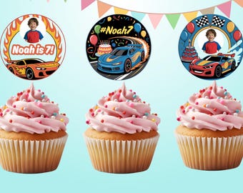Editable Hot Wheels Cupcake Toppers – 40 Designs in 2 Sizes – Canva Template