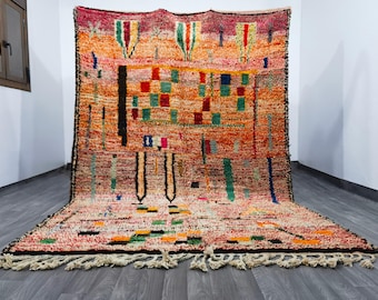 Handmade Moroccan Beni Ourain Rug, Bohemian Orange Wool Rug