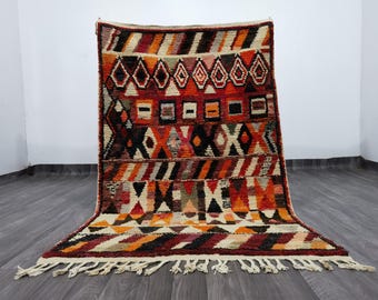 Handmade Colorful Wool Berber Rug, Bohemian Moroccan Style