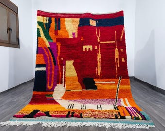 Orange Moroccan Rug – Handmade Wool Berber Rug, Bohemian Style