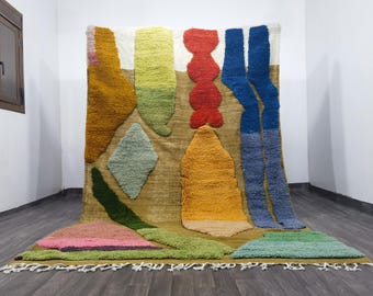 Striped Berber Rug, Handmade Moroccan Wool Carpet, Custom Area Rug