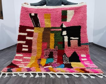 Handmade Pink Moroccan Rug – Custom Wool Bohemian Rug
