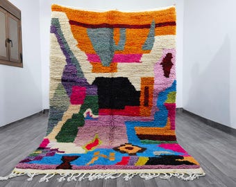 Handmade Orange Berber Rug, Bohemian Moroccan Rug