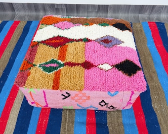 Handgefertigter Marokkanischer Kilim Square Pouf, Woll Yoga Kissen