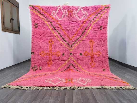 AMAZING  MOROCCAN PINK Rug, Beni ourain rug, Handmade Morrocan Rug, Pink & Orange Rug, Bohemian Style Rug For Living Room, Bohemian rug