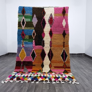 Moroccan Boujaad Rug, Authentic Moroccan Rug, Custom Beni Ourain Rug, Orange And Pink Rug, Custom Moroccan Rug, Handmade Rug, Berber Rug .