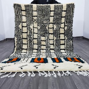 Gorgeous Black Striped Moroccan Rug , Custom Handmade Rug, Authentic Berber Rug, Bohemian Style Rug For Living Room, Black Rug for Living .