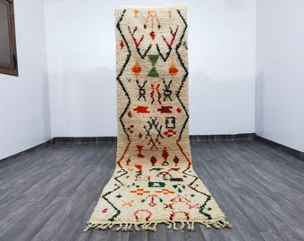 Handmade Wool Berber Runner Rug, Authentic Moroccan Design