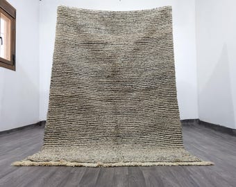 手作りのモロッコ産ウールラグ、ストライプ柄のベルベル絨毯、カスタムサイズ