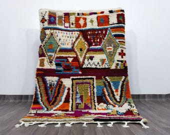 Handmade Colorful Berber Rug, Bohemian Moroccan Style