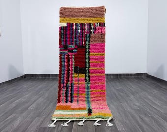 Handgemaakt roze berber vloerkleed – aangepaste wollen loper