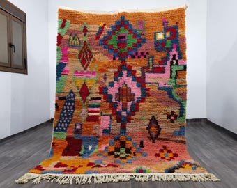 AMAZING MOROCCAN ORANGE Rug , Handmade Morrocan Rug, Authentic Berber Rug, Bohemian Style Rug For Living Room, Beni ourain rug, Bohemian Rug