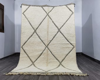 Handmade Black Striped Moroccan Wool Rug, Custom Berber Rug