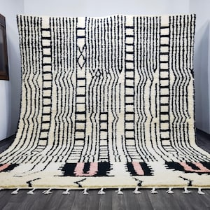 GORGEOUS Black Striped Moroccan Rug - Rugs for Living room, Black Rug for Living, Custom Handmade Rug, Black and White Custom Rug