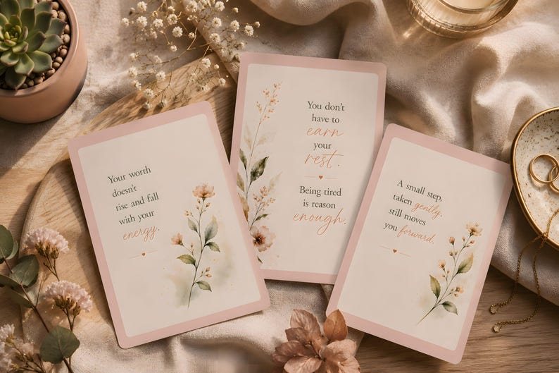 Gentle Permission to Rest Cards | Softly Illustrated Self Care Reminders (Instant Download)