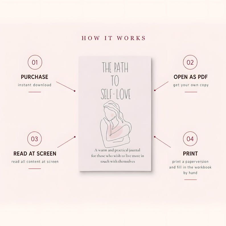 Self Love Guided Journal, Prompts, Affirmations, Self Care (Digital Download)