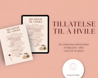 Egenomsorg plakat Norsk、Tillatelse til hvile、A4 utskrivbar PDF