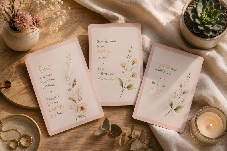 Gentle Permission to Rest Cards | Softly Illustrated Self Care Reminders (Instant Download)
