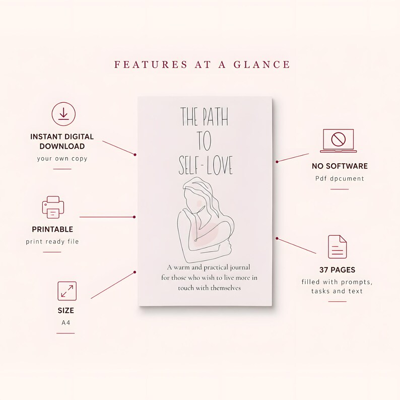 Self Love Guided Journal, Prompts, Affirmations, Self Care (Digital Download)