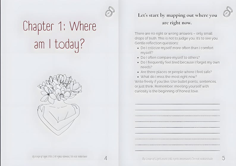 Self Love Guided Journal, Prompts, Affirmations, Self Care (Digital Download)