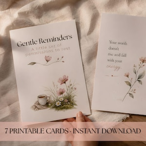 Gentle Permission to Rest Cards | Softly Illustrated Self Care Reminders (Instant Download)