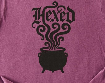 Hexed Cauldron Shirt | Comfort Colors Witchy Halloween Tee, Spooky Gothic Graphic Top, Unisex Relaxed Fit