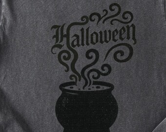 Halloween Cauldron Shirt | Comfort Colors Witchy Halloween Tee, Spooky Gothic Graphic Top, Unisex Relaxed Fit