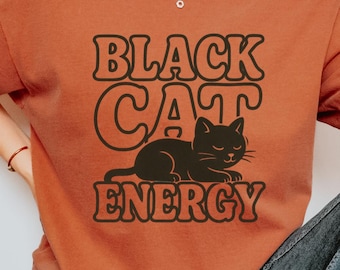 Schwarzes Katzen-Shirt mit frechem Spruch | Comfort Colors Hexen-Vintage-Katzen-T-Shirt, gruseliges Grafik-Top, Gothic-Halloween-Shirt, Unisex-Passform