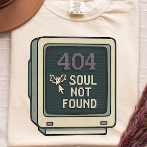 404 Soul Not Found Techy Shirt | Comfort Colors Funny Halloween Tee, Spooky Graphic Top, Sarcastic Unisex Relaxed Fit