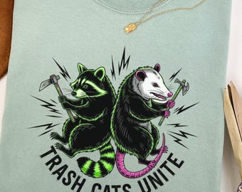Trash Animal Graphic Shirt | Comfort colors neon critter art punk, Goth grunge halloween tee for men, Feral alt spookyseason opossum raccoon