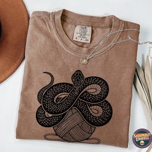 Snake Yarn Shirt | Comfort colors gothic minimalist relaxed tee , Boxy linework fall top for women, Soft unisex spookyseason graphic tshirt