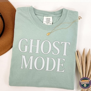 Ghost Mode Phantom Shirt | Comfort Colors Halloween Graphic Tee Women, Goth Aesthetic Top For Fall, Spooky Typography, Unisex Relaxed Fit