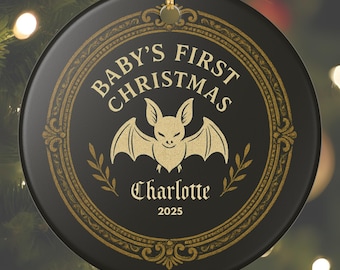 Baby's First Christmas Animal Ornament | Ceramic Tree Decor, Personalized Name Keepsake, Matte Finish, Customizable Gothmas Nursery Gift