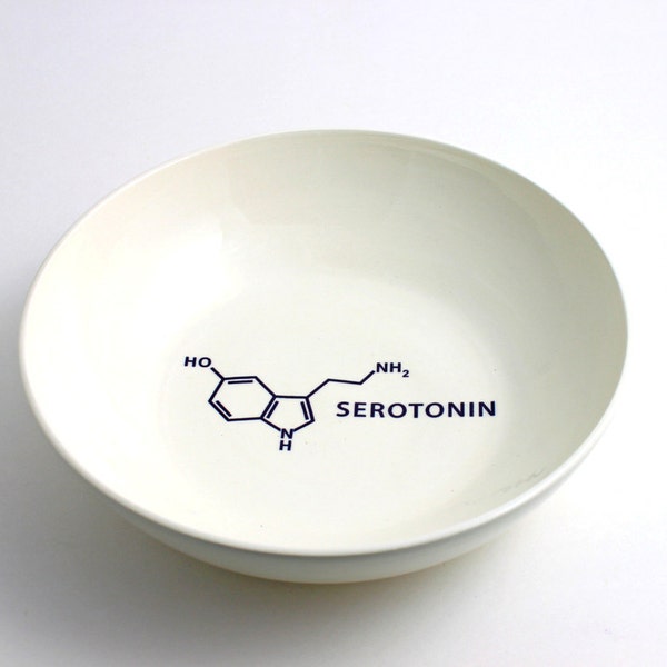 Serotonin Chemistry Molecule Bowl in Black and White