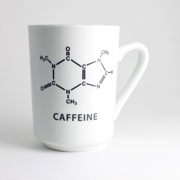 Science Coffee Cup - Black and White with Caffeine Molecule