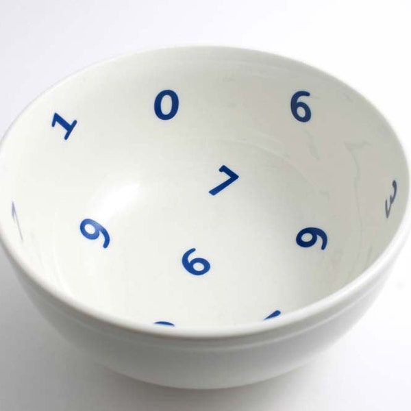 Numbers Berry Bowl - White Soup Bowl with Blue Numbers