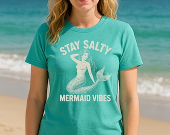 Stay Salty Mermaid Vibes T-Shirt, Beachwear, Summer Fashion, Ocean Lover Gift, Casual Tee, Pool Party Shirt