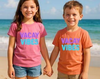 Jugend Vacay Vibes T-Shirt, lustiges Sommer-Shirt für Kinder, cooles Urlaubs-T-Shirt, Strandkleidung für Jugendliche, perfektes Geschenk für den Urlaub
