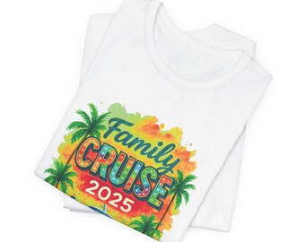 Family Cruise 2025 Unisex Tee, Perfect for Vacation, Summer Events, Family Gatherings, Beach Days, Travel Enthusiasts