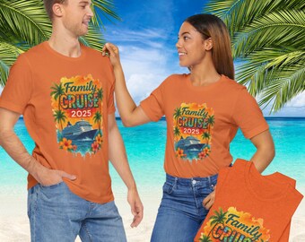 Family Cruise 2025 Unisex Tee, Perfect for Vacation, Summer Events, Family Gatherings, Beach Days, Travel Enthusiasts