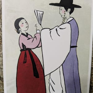 Cartes postales coréennes illustrées faites main
