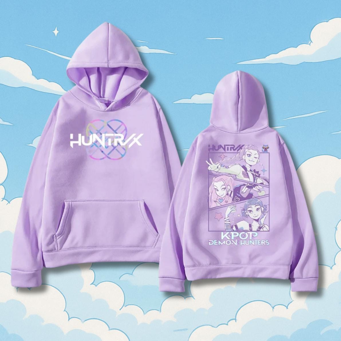 Sweat à Capuche Oversize Kpop Demon Hunters - Unisexe, Manches Longues, Poche Kangourou, Streetwear