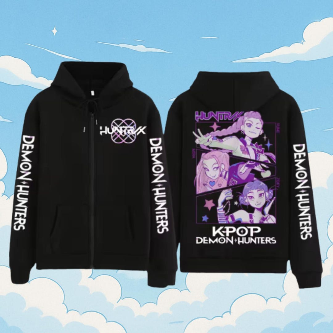 Anime K-pop Demon Hunters Hoodie, Anime Zipper Hoodie, Streetwear