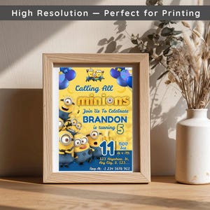Editable Minions Birthday Invitation, Printable Party Card (Digital Download, Canva Template) image 5