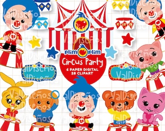 Circus Party Plim Plim - Clipart PNG / Paper Digital JPG I Descarga Inmediata