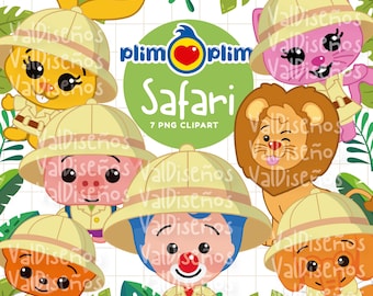 Safari Party Plim Plim y sus amigos - Clipart PNG / Paper Digital JPG I Descarga Inmediata