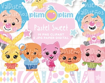 Plim Plim y sus amigos Pastel Party - Clipart PNG / Paper Digital JPG I Descarga Inmediata