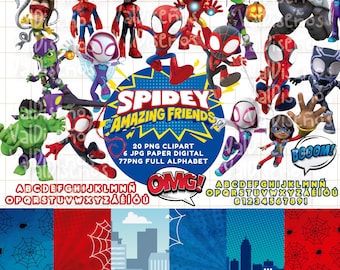 Spidey Amazing Friends - Clipart PNG / Paper Digital JPG I Descarga Inmediata